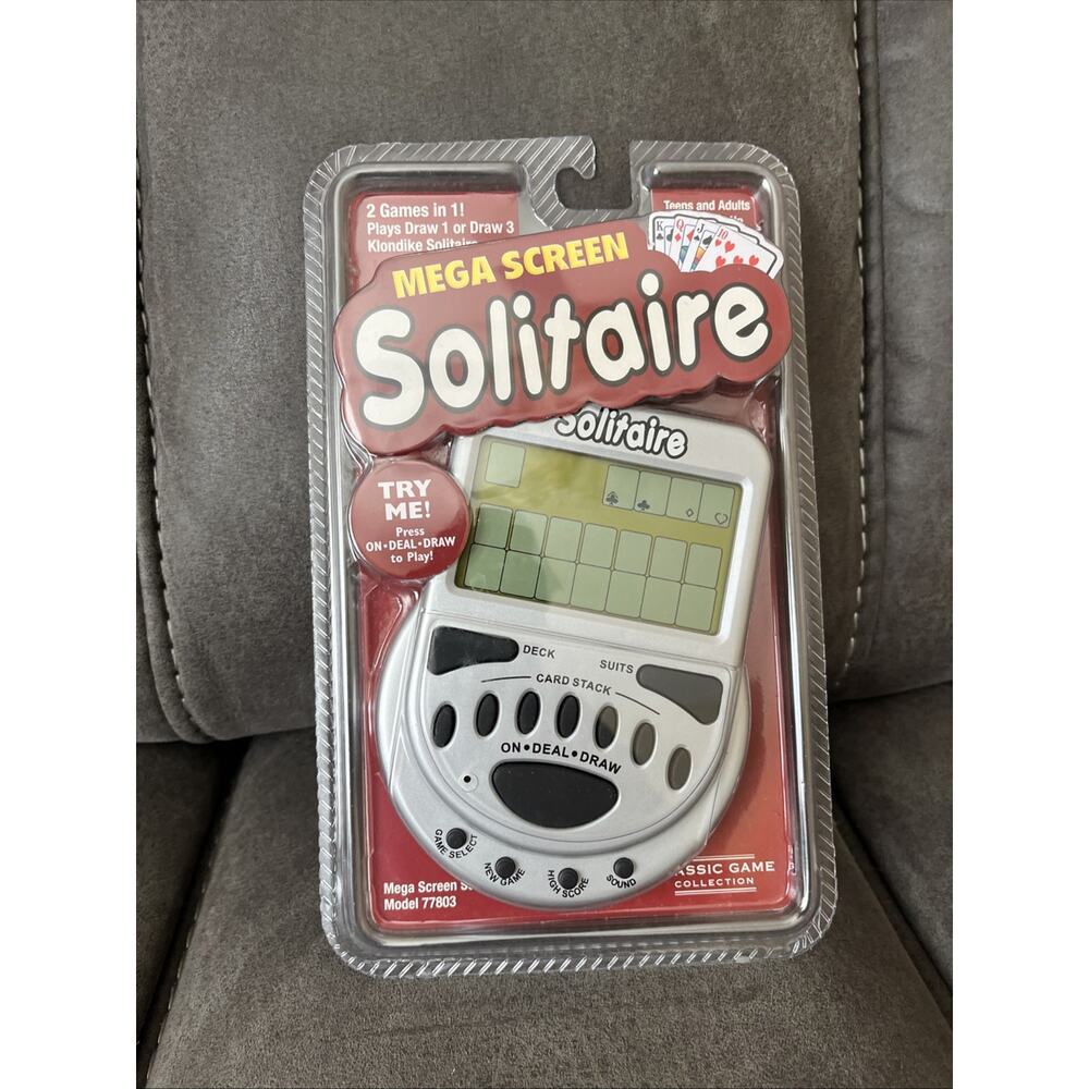 Mega Screen Solitaire 77803 Classic Electronic Handheld Game *New, Sealed*